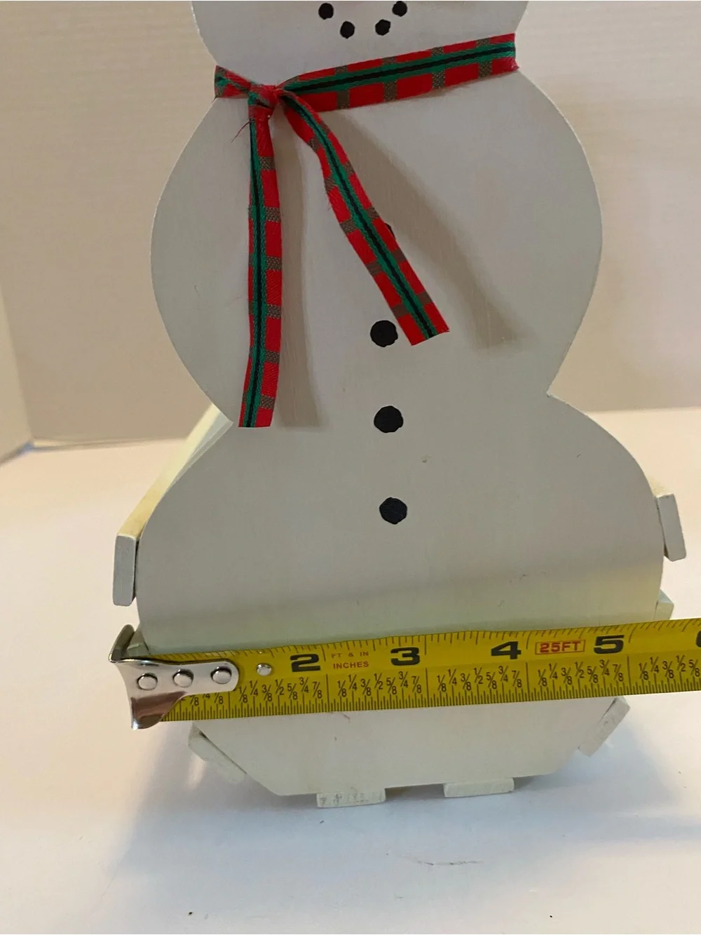 Vintage Snowman Wooden Basket W Handle Christmas Holiday White, Decor.